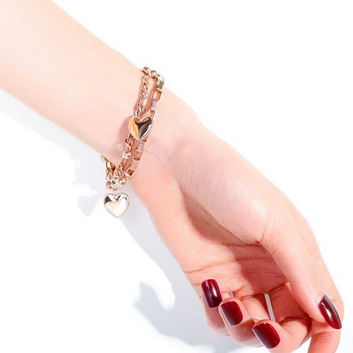 Lắc Tay Nữ Dây Xích Tòn Ten Titan Ko Đen TT 2497