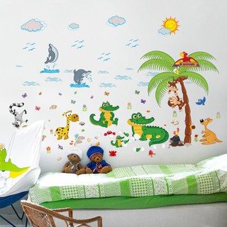 Decal dán tường sở thú và cá sấu