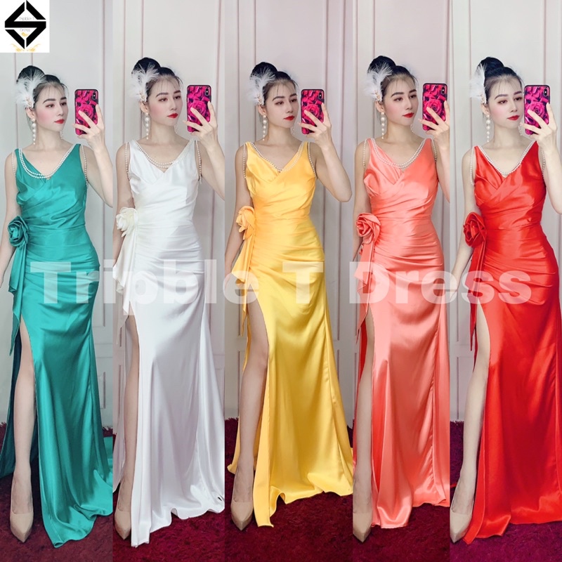 Đầm maxi body dạ hội xẻ đùi TRIPBLE T DRESS -size M/L (kèm ảnh/video thật) MS20Y