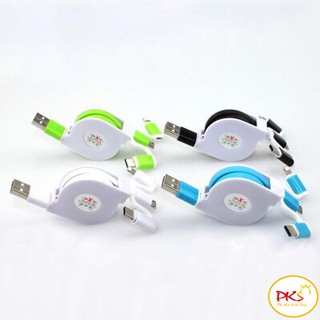 dây cáp sạc điện thoại 3 đầu dây kéo 3in1 Lightning Micro-USB Type-C siêu tiện dụng
