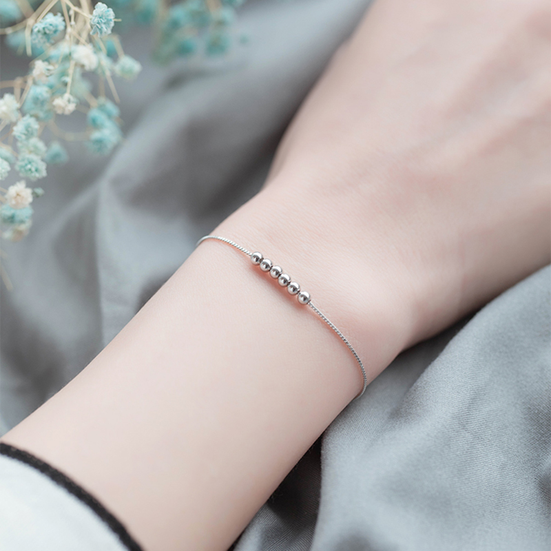 Vòng Tay Bạc 925 Gắn Hạt May Mắn Thời Trang Cho Nữ