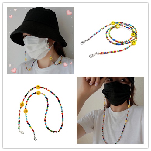 Dây Đeo Khẩu Trang Trang Trí Hình Mặt Cười/Trái Tim Nhiều Màu Sắc Đa Năng Thời Trang 66cm Cho Cặp Đôi