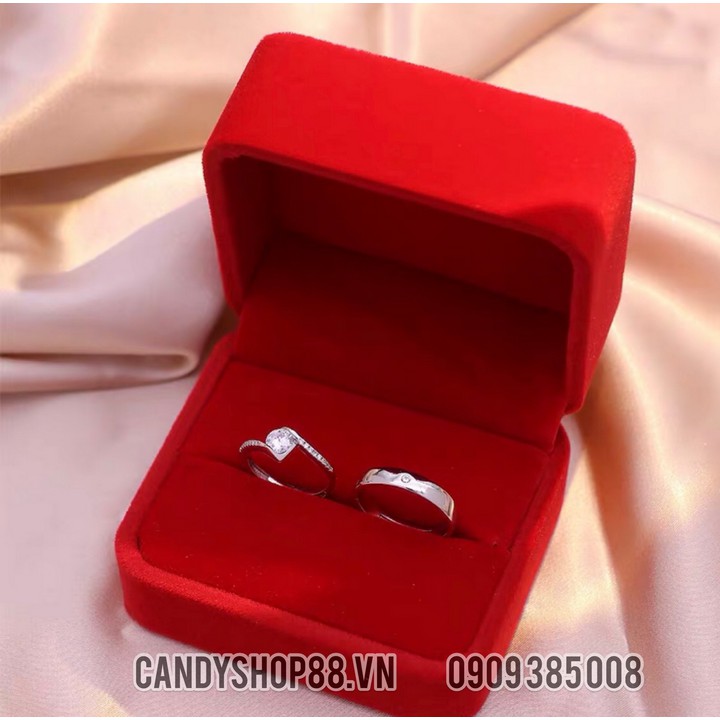 Hộp đựng nhẫn cặp vải nhung bởi candyshop88