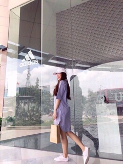 Đầm suông cổ sơ mi