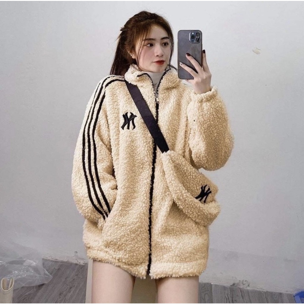 Áo Khoác Lông Kèm Túi PEONYB Nữ [FREESHIP] 🌸 Jacket thể thao 3 sọc, hoodie zip form rộng tay bồng cá tính Ulzzang 🌸 | BigBuy360 - bigbuy360.vn