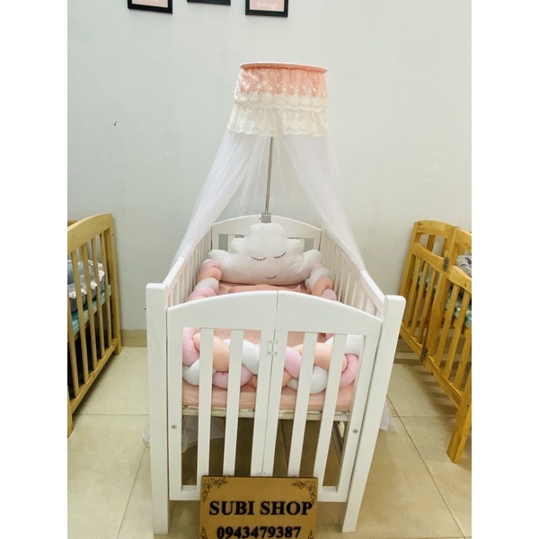 BỘ QUÂY XOẮN HỒNG TRẮNG HANDMADE SIÊU ĐẸP , GIÁ SIÊU TỐT, HÀNG THẬT 100%- TẶNG THÊU TÊN BÉ TRÊN GỐI.