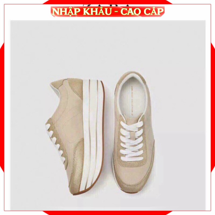 [ Hàng FULLBOX ] Giày thể thao sneaker nữ độn đế 5cm đế kẻ màu kem đen đỏ đô Cao cấp năng động đi làm đi chơi