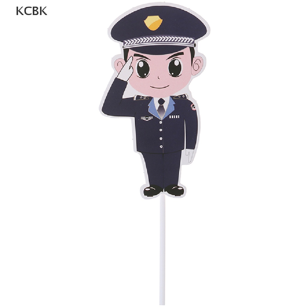 Kc PRECUT Hoạt Hình Xe Cảnh Sát / Máy Bay / Còng Tay Trang Trí Bánh Cupcake Sinh Nhật
