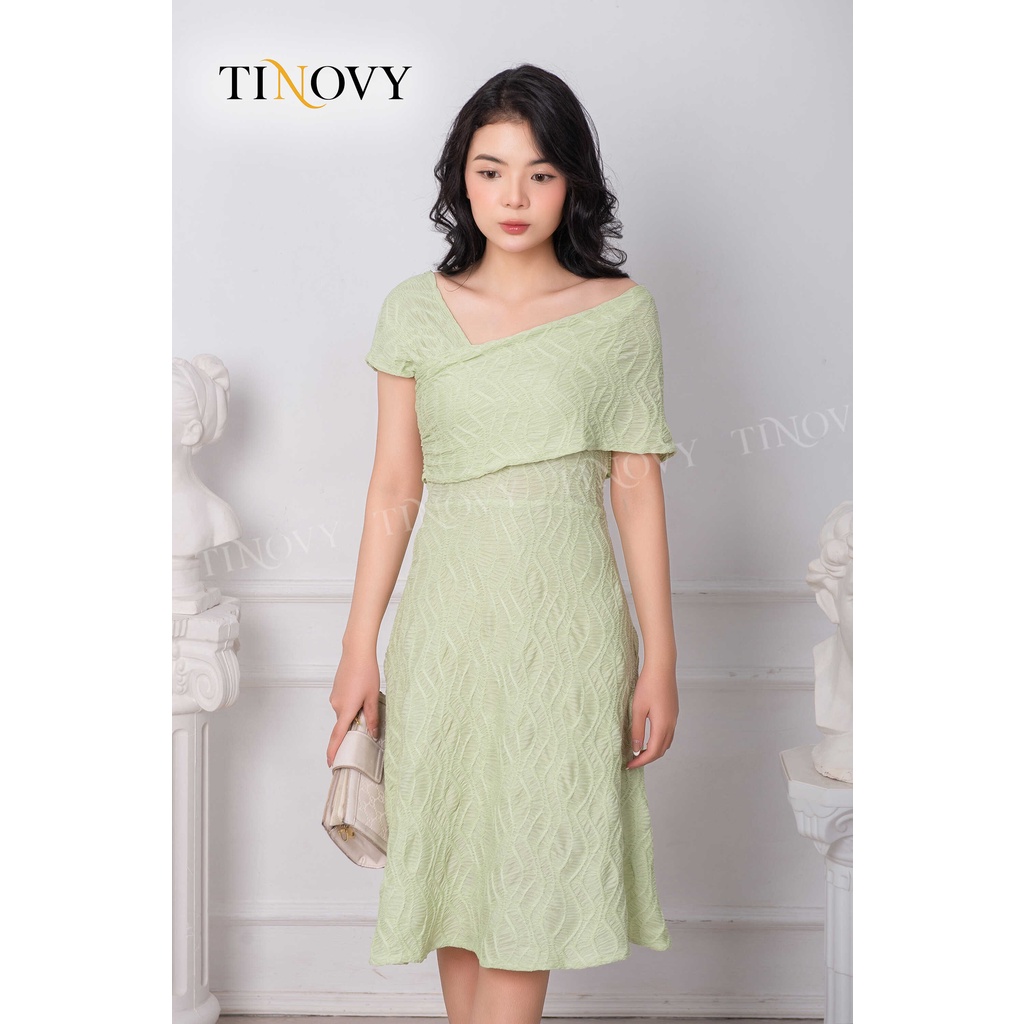 Đầm Vai Lệch Xòe TINOVY D2259