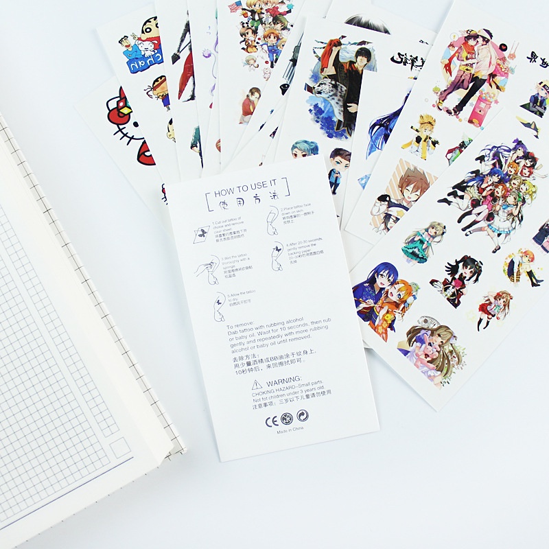 Miếng Dán Hình Xăm Klee Keqing Hutao Ganyu ZhongLi Game Hoạt Hình