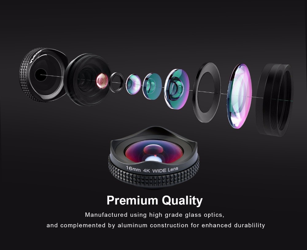 Bộ Lens Mở Rộng Góc Chụp 16mm 4k 2 Trong 1 Cho Điện Thoại Iphone Xiaomi Samsung