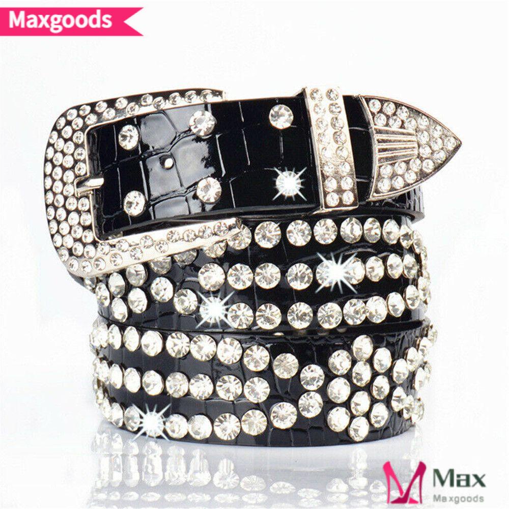 Thắt Lưng Da PU Đính Đá Lấp Lánh Thời Trang