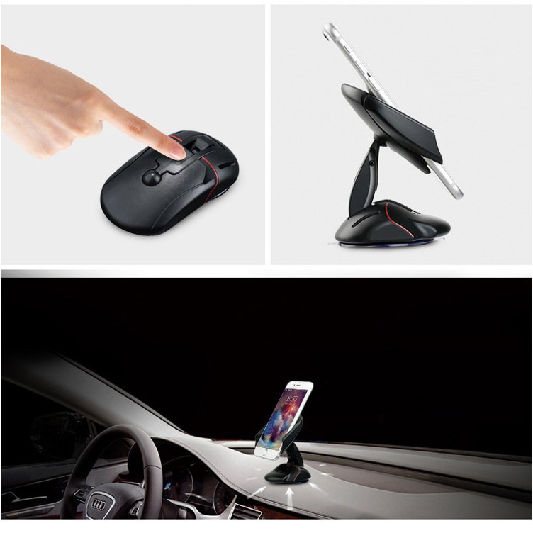 Kẹp điện thoại hình chuột gấp gọn gắn taplo kính xe hơi ô tô bàn làm việc | BigBuy360 - bigbuy360.vn