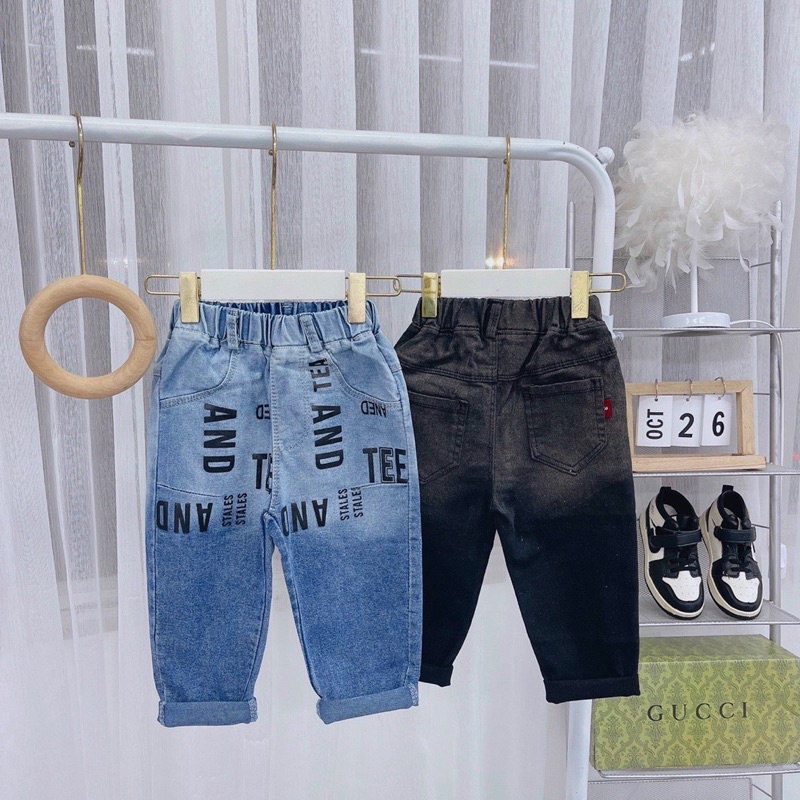 Quần Jean bé trai dài,quần dài chữ cái cho bé phong cách Hàn Quốc