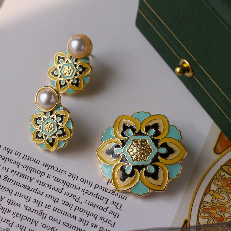 Ghim Cài Áo Hình Bông Hoa Đính Ngọc Trai Phong Cách Baroque Cổ Điển Thời Trang Cho Nữ