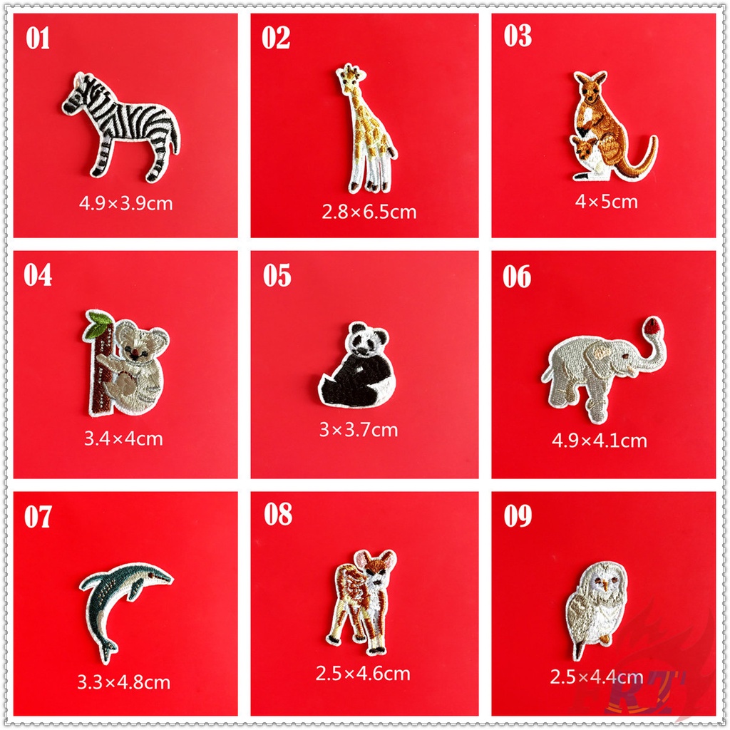 ✿ Miếng Dán Ủi Quần Áo Hình Sở Thú Độc Đáo ✿ 1 Sticker Ủi Thêu Hình Thỏ / Sư Tử / Cú / Ngựa Vằn / Voi / Gấu Trúc / Gấu Koala