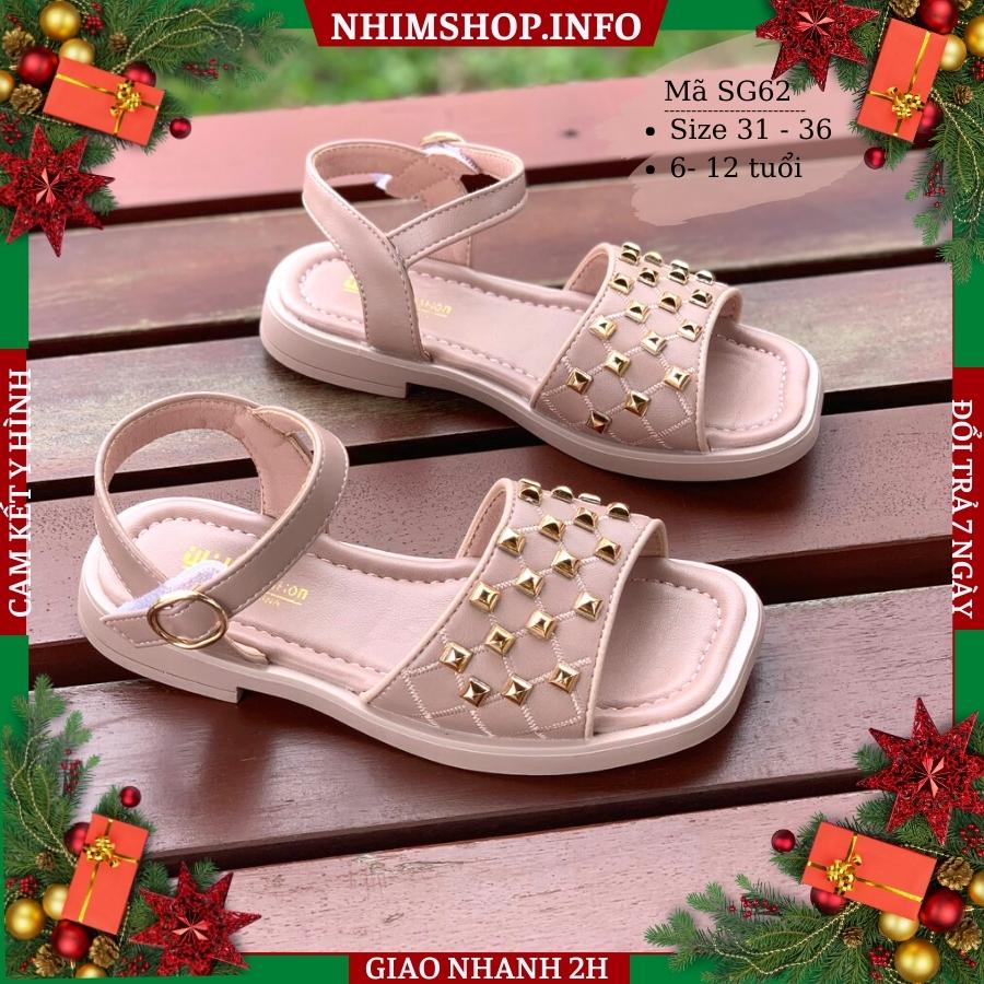 Giày sandal bé gái da cao cấp nhẹ êm thiết kế quai hậu nam đinh thời trang cho trẻ em nữ 6 - 12 tuổi đi học đi chơi SG62