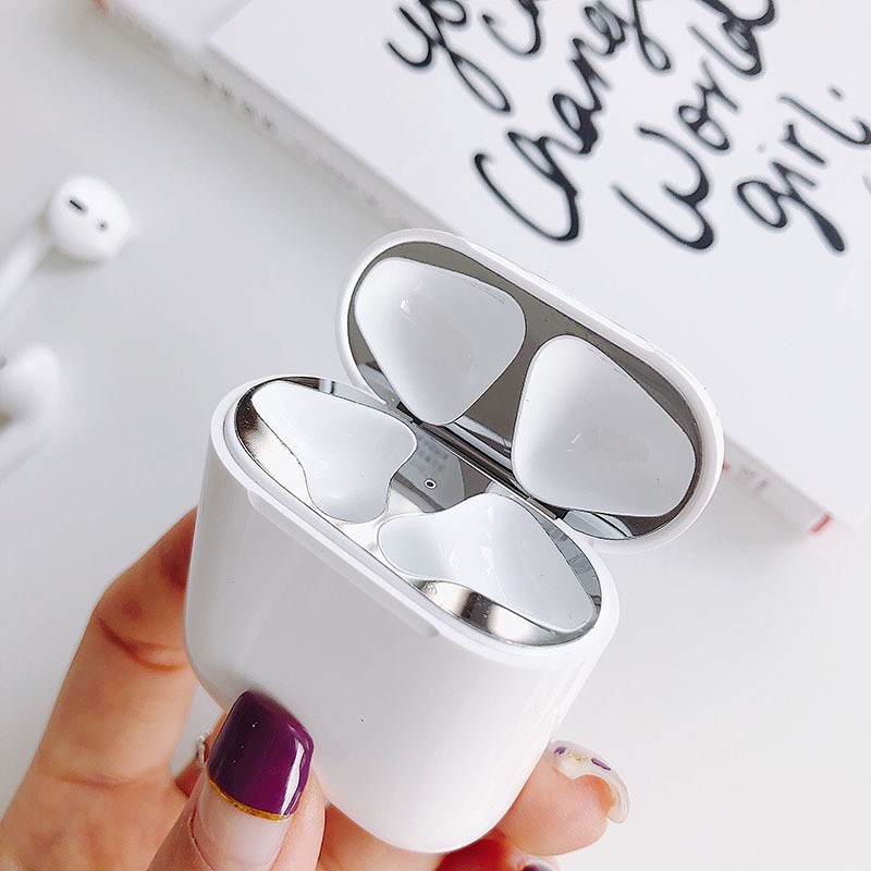 AIRPODS 2 Miếng Dán Kim Loại Bảo Vệ Hộp sạc Tai Nghe Bluetooth Airpod Chất Lượng Cao Tính Năng Chống Bụi Bẩn