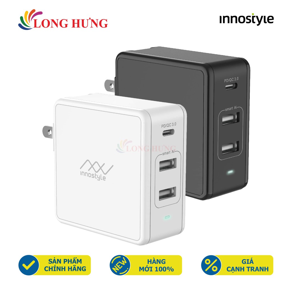 Sạc đa cổng Innostyle Gomax Plus 2USB 1Type-C PD73W IC73-3PD - Hàng chính hãng - Thiết kê nhỏ gọn 2USB và 1Type-C