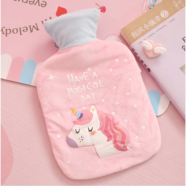 Túi Chườm Nóng Lạnh Đa Năng Hình Ngựa Pony Dễ Thương /Chườm Khi Đau Bụng Kinh Nguyệt 500ml-Tặng cọ quét mặt nạ 17cm