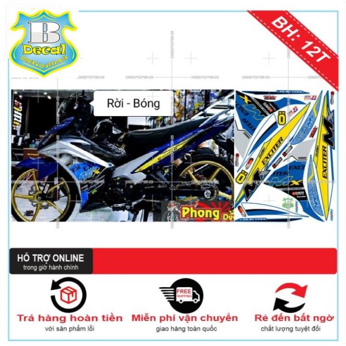 ( Quí khách vui lòng mang ra tiệm cho thợ dán ) Tem EX 2011 MX TRẮNG XANH [Bi Decal]