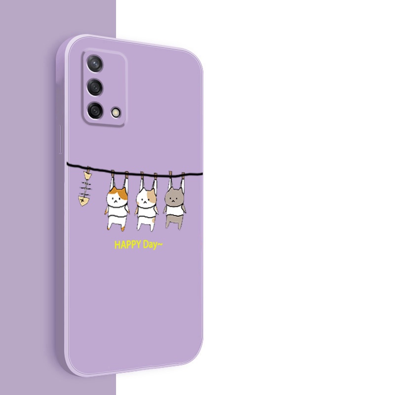 Ốp lưng oppo A74 4g oppo a95 Ốp Điện Thoại Silicon Mềm Mịn Thiết Kế Hình Mèo Cho oppo A74 4g oppo a95 LSMM01 viền vuông cute