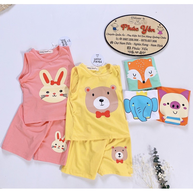 Sale !!! Bộ Ba Lỗ Cotton 100% Hàng Minky  Mom Họa Tiết Lợn-Cam Cho Bé (Size từ 8-18kg) (1471) Shop Phúc YẾn