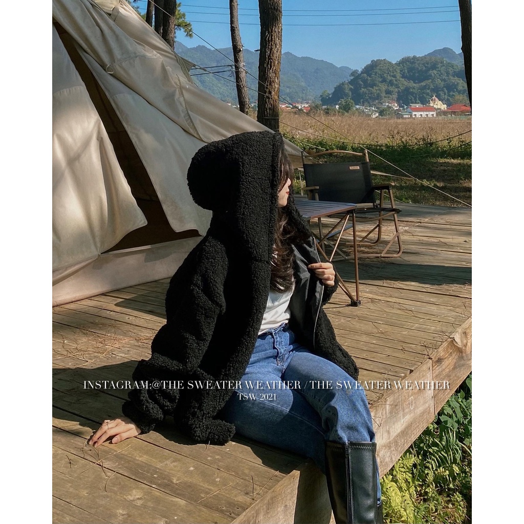 (Ảnh thật) Áo khoác lông cừu túi bên bo gấu form oversize the.sweaterweather TSW