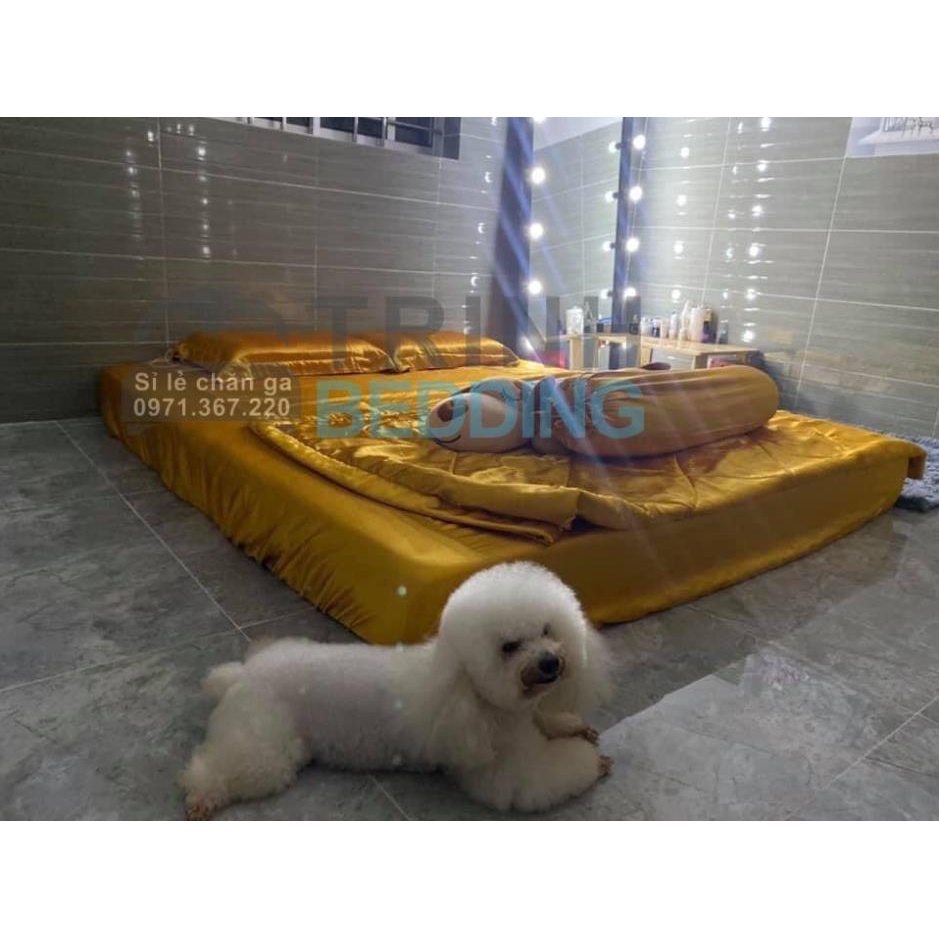 Bộ Chăn Ga Gối Phi Lụa Màu Trinhbedding
