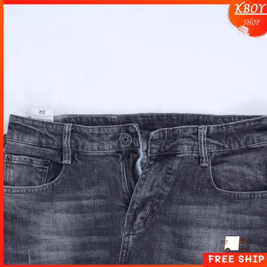 Quần jeans nam [𝐅𝐑𝐄𝐄𝐒𝐇𝐈𝐏] Quần jean rách nhẹ gối ống ôm chất bò cao cấp vải mềm mịn hợp dáng - QJ18 -b11