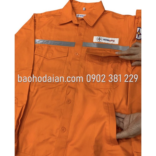 Quần áo điện lực tiêu chuẩn màu cam vải Pangrim EVNSPC (miền nam)