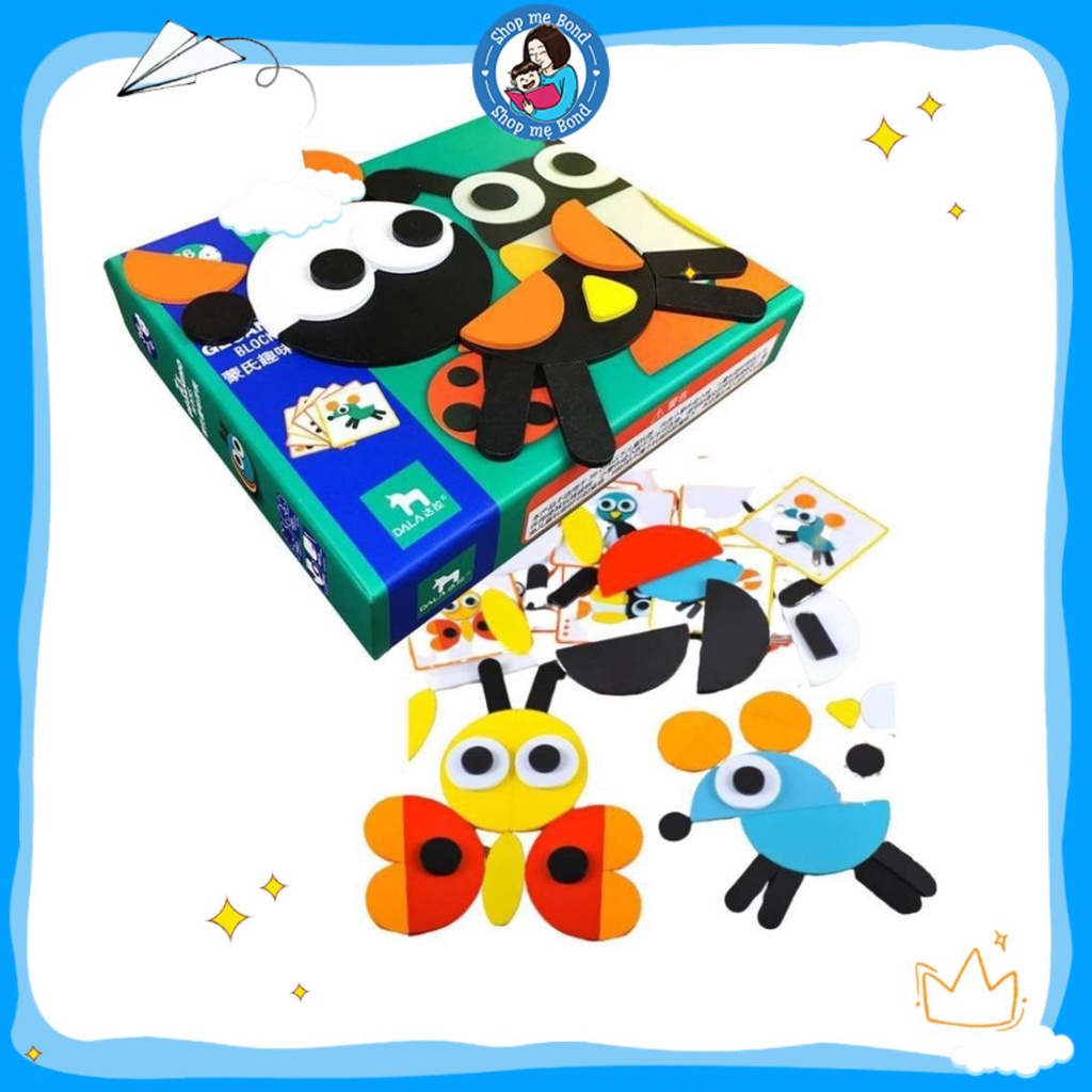 Bộ xếp hình theo thẻ bằng gỗ Montessori Fun Board giúp rèn luyện tư duy cho bé, M12 - 𝙎𝙃𝙊𝙋 𝙈𝙀̣ 𝘽𝙊𝙉𝘿