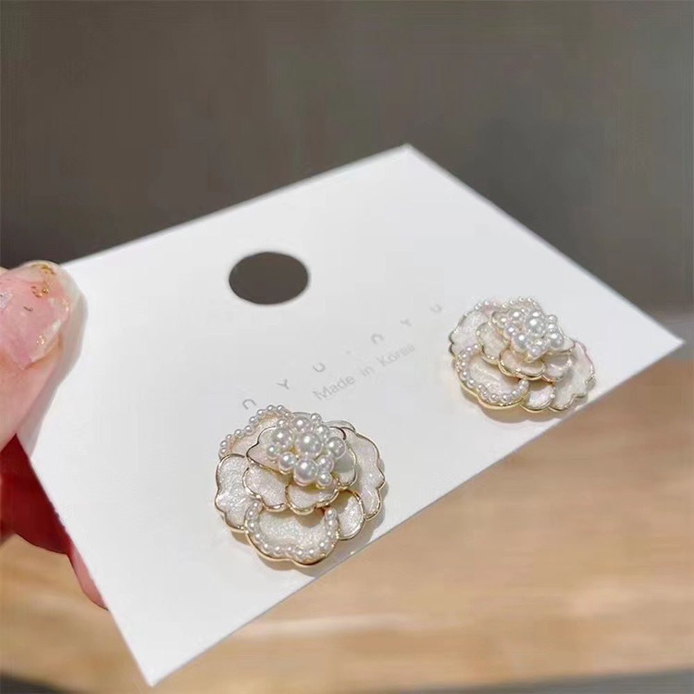 Vòng cổ/ Vòng tay/ Bông tai mặt hoa trà bằng hợp kim trang trí ngọc trai phong cách Hàn Quốc cổ điển cho nữ