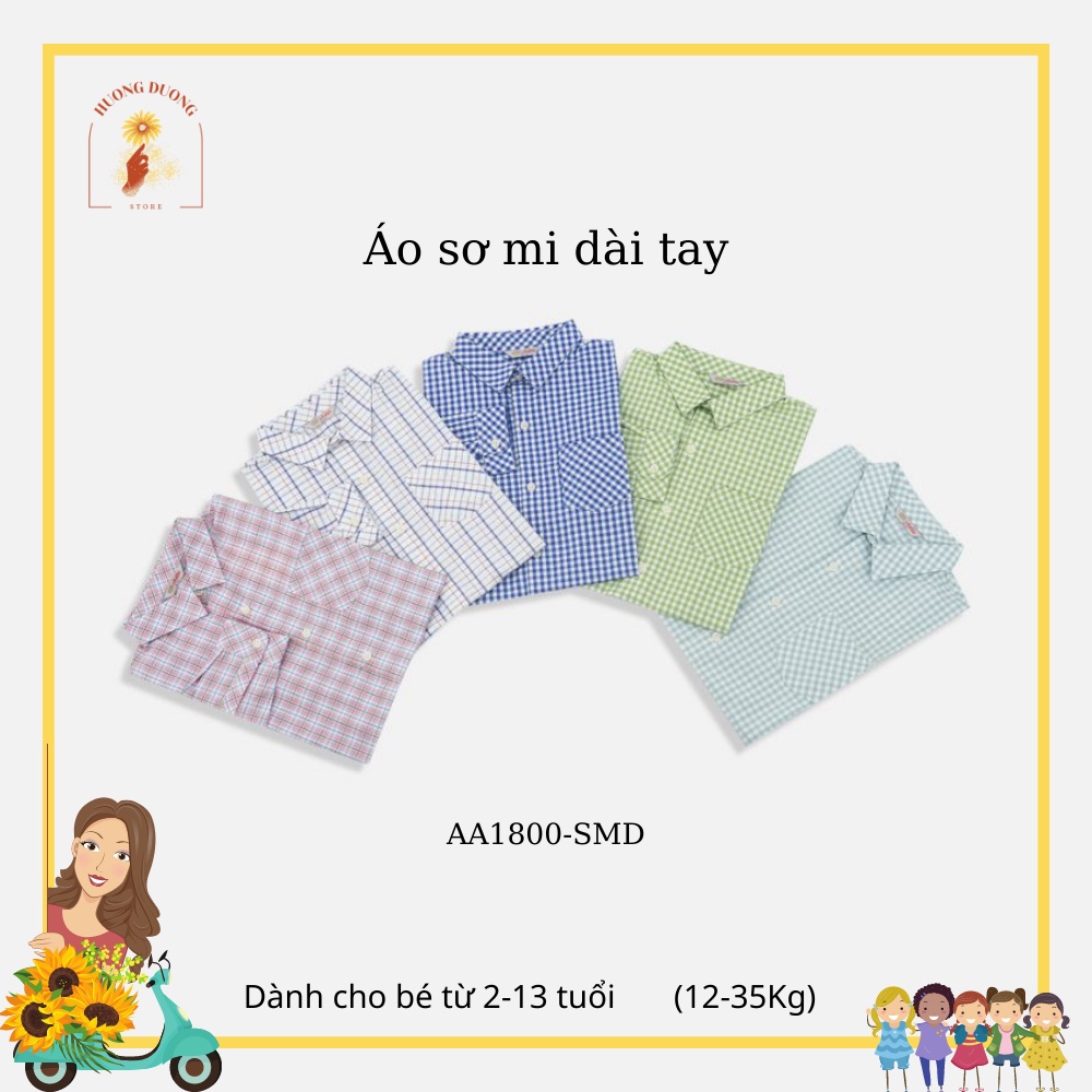 Áo sơ mi dài tay bé trai họa tiết thời trang cao cấp, mềm mịn AA1800-SMD dành cho trẻ từ 2-13 tuổi