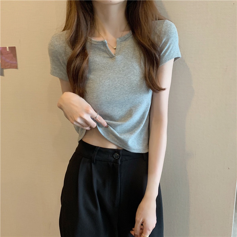 Áo Thun Tay Ngắn Dáng Ôm Thời Trang Mùa Hè Hàng Mới 2022 Dành Cho Bạn Nữ