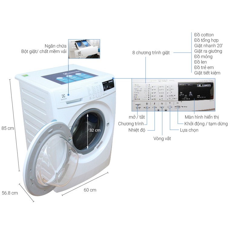 Máy giặt Elec 7.5KG cửa trước EWF85743