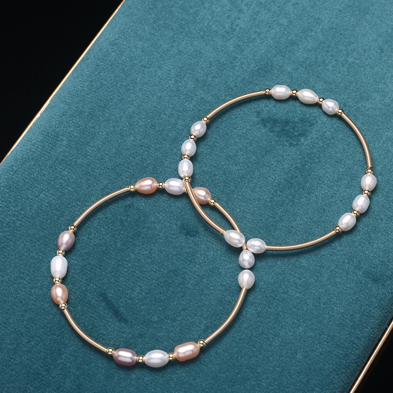 Vòng Tay Chuỗi Hạt Ngọc Trai Tự Nhiên Mạ Vàng 14k Thời Trang Cho Nữ