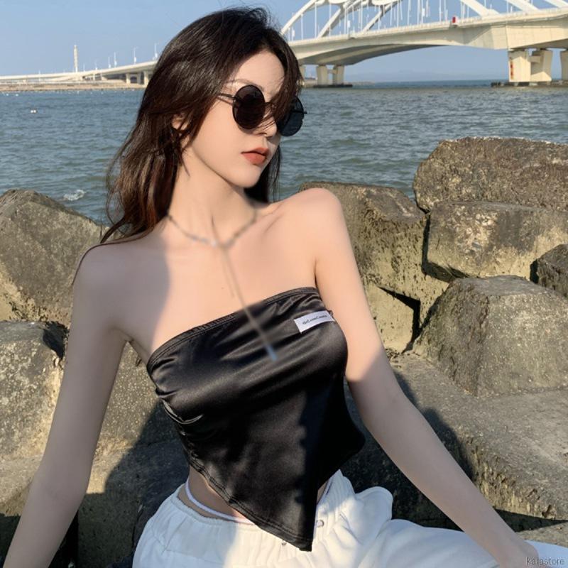 Áo Không Tay Chất Satin Thiết Kế Lệch Tà Thời Trang Mùa Hè | BigBuy360 - bigbuy360.vn
