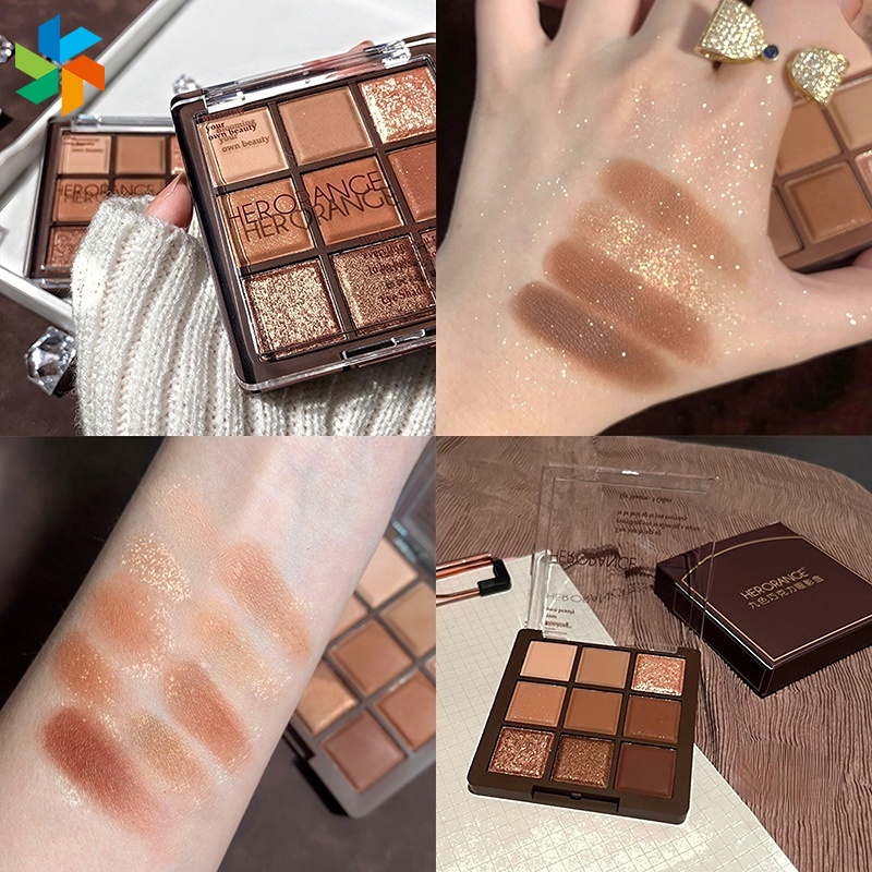 Bảng Phấn Mắt 9 Màu Dễ Thương Lâu Trôi Chống Thấm Nước Thương Hiệu Herrange JP6