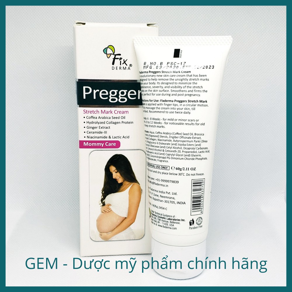 Kem ngăn ngừa, làm mờ vết rạn da trước, sau sinh Fixderma Preggers Stretch Mark Cream