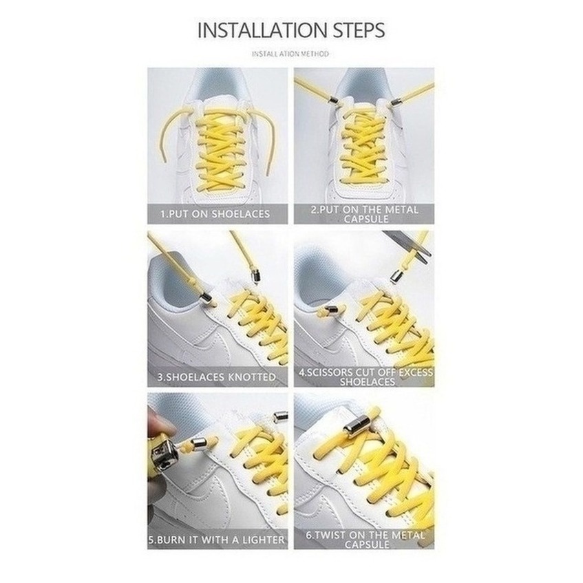 1 Cặp Dây Giày Cao Su Co Giãn Có Khóa Kim Loại Nhiều Màu Sắc 2022