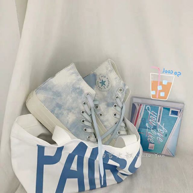 Giày Ulzzang order dáng Converse cổ cao màu loang có ảnh thật