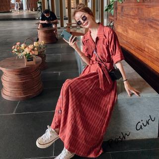 Đầm voan sọc ca rô thời trang Retro pháp dành cho nữ/S-4xl