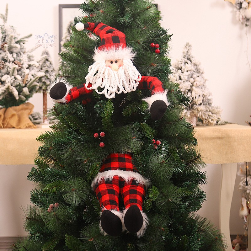 ZFXW Christmas Tree Decorations Santa Claus Doll Elf Hug Tree Holiday Home Shopping Mall Decoration Supplies Plush Toys @VN