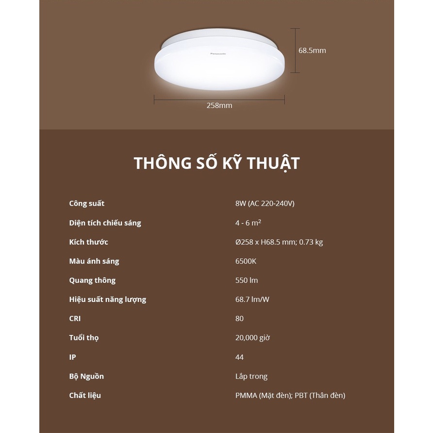 Đèn ốp trần nổi Panasonic Simple Ceiling 1G Loại cảm biến và chống thấm IP44 Công suất 12W/18W