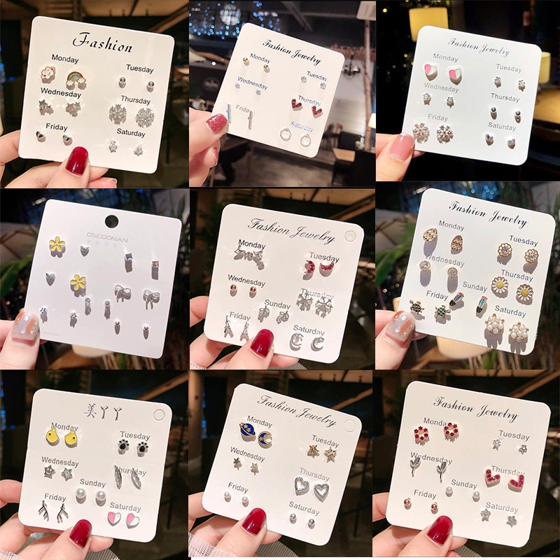 Set 6 Đôi Bông Tai Ngọc Trai Thời Trang Cho Nữ