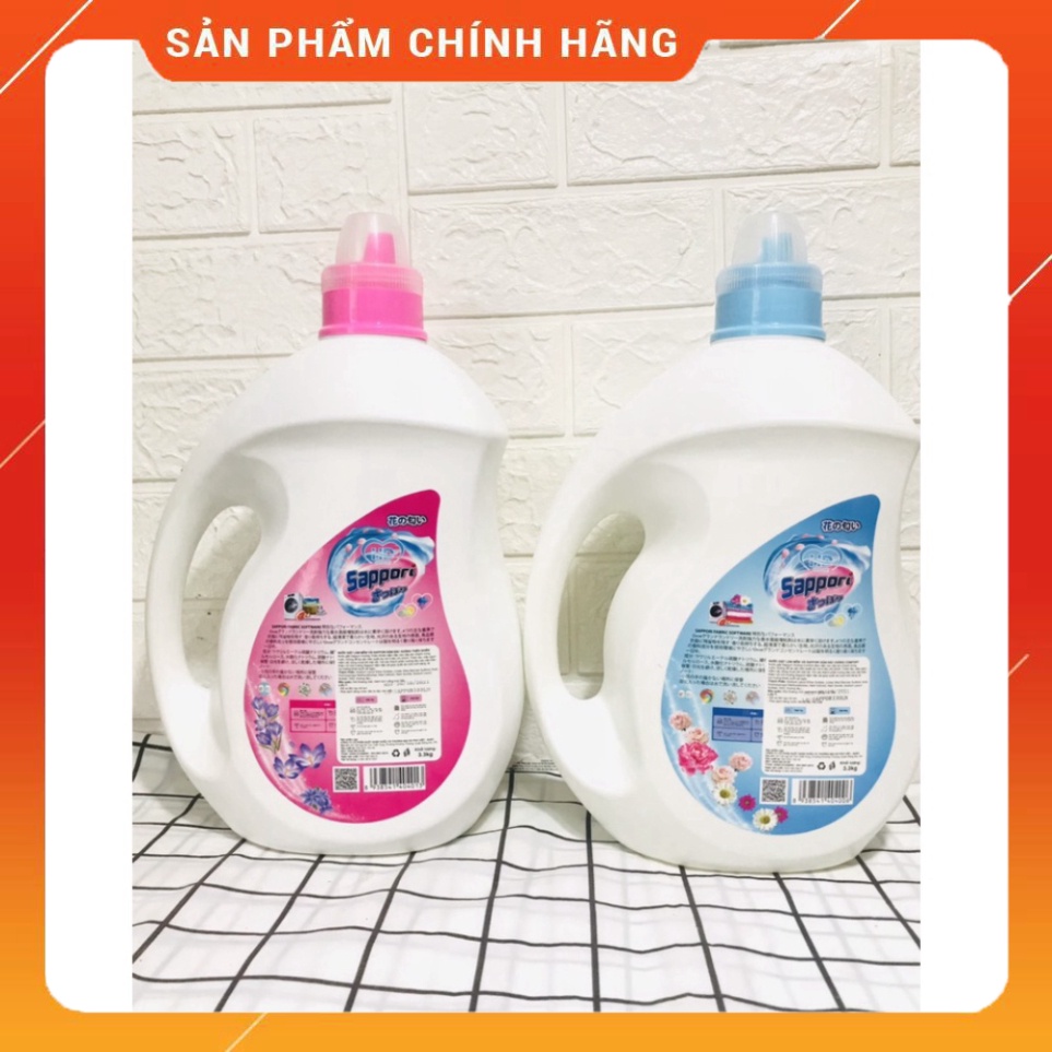 Nước Giặt Xả Quần Áo Sappori Nhật Bản - Hương Nước Hoa, An Toàn Cho Da Chai 3,3kg