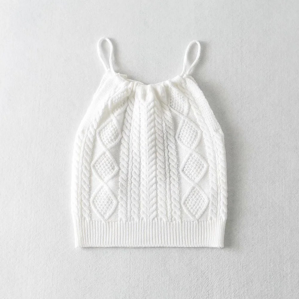 Áo Hai Dây Dệt Kim Dáng Ngắn Phong Cách Âu Mỹ Cá Tính Cho Nữ