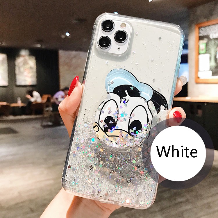 Đối với Samsung Galaxy S20 S21 S22 S23 Ultra S9 S10 Plus Galaxy Note 8 9 10 20 Ultra Plus Lite Ốp lưng điện thoại mềm hoạt hình mặt sau có giá đỡ điện thoại vịt Donald