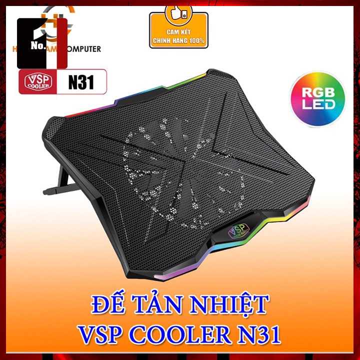 Đế Quạt Tản Nhiệt Gaming Đèn Led VSP Cooler N31 Quạt Làm Mát Laptop